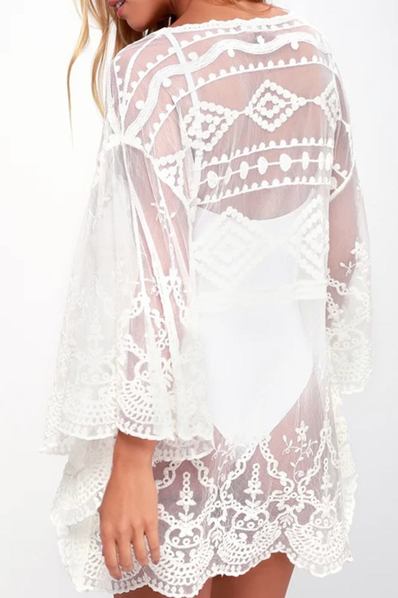 Mesh Lace Crochet Cover-up Dress