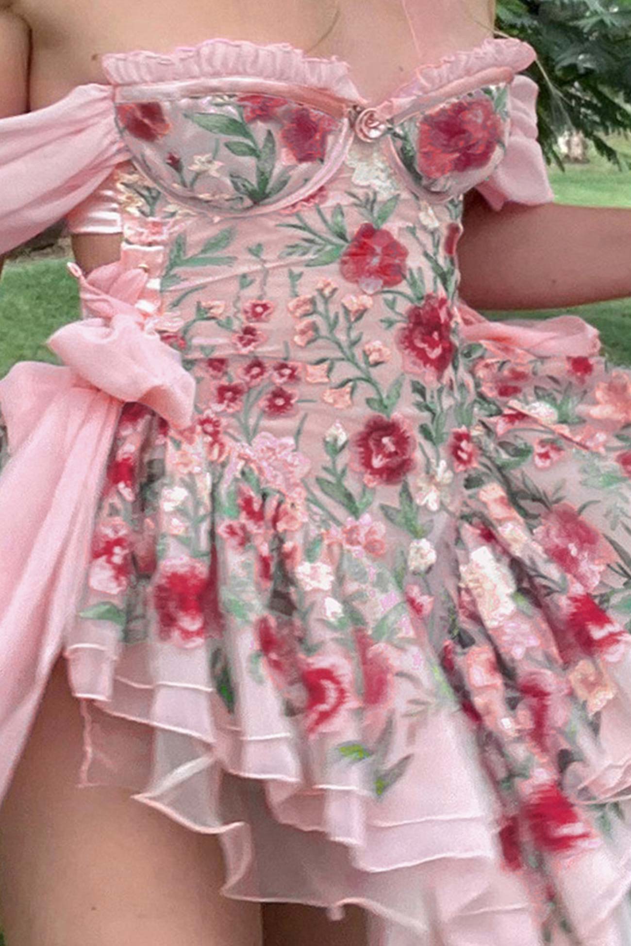 Off Shoulder Floral Print Corset Dress