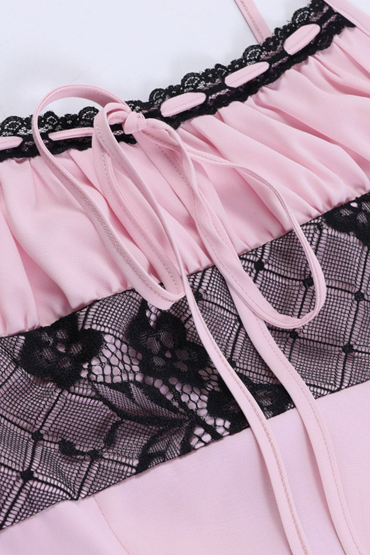 Pink Lace Patchwork A-line Cami Dress