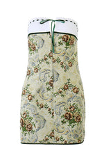 Vintage Contrast Floral Print Strapless Mini Dress