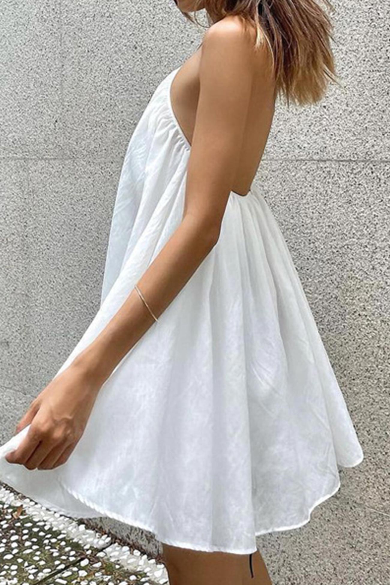White Halter Loose Mini Dress