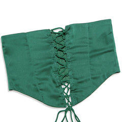 Glossy Satin V Neck Lace Up Side Split Bodycon Slip Mini Dress - Green