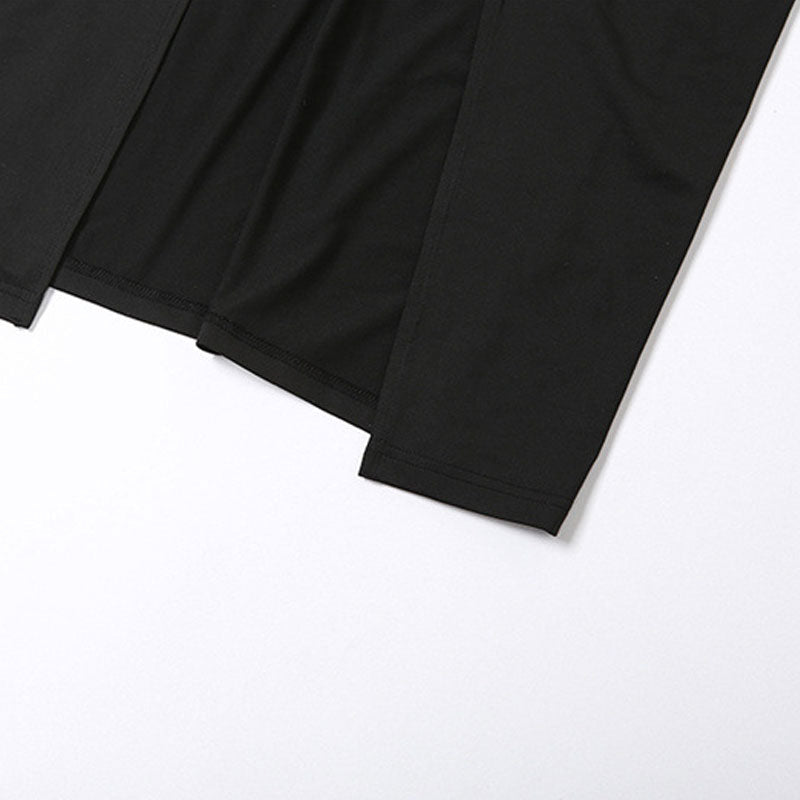 Minimalist Twist Trim Deep V Sleeveless Split Open Back Maxi Dress - Black